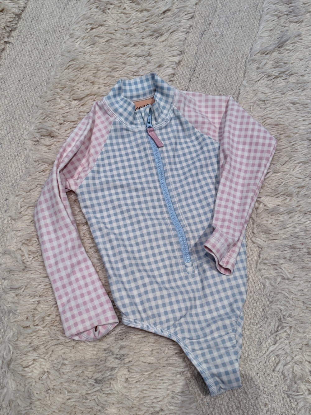 Crewcuts Blue and Pink Gingham Rash Guard